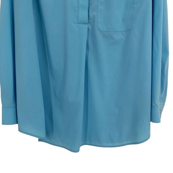 Foxcroft Long Sleeve Button Front Pullover Non Iron Shirt Blue Large - Picture 4 of 9